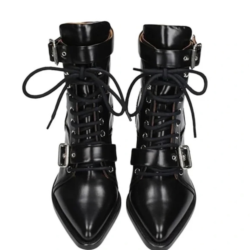 Chloe Rylee cutout black leather boots like new